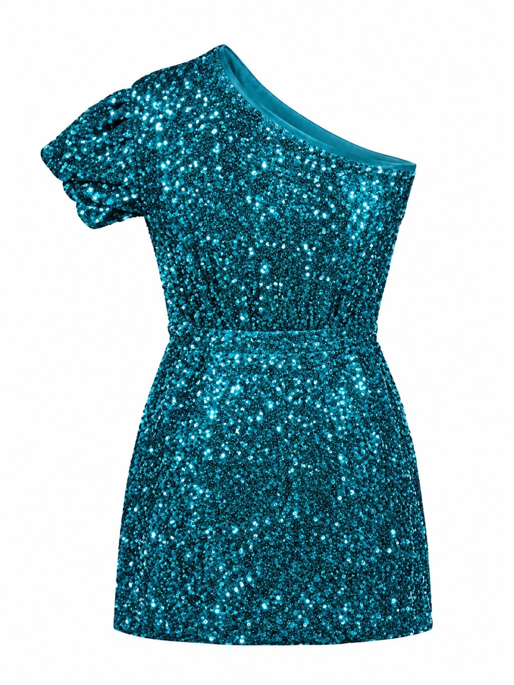 Strut & Bolt NWT Teal Sequin One Shoulder Mini Dress size Large
